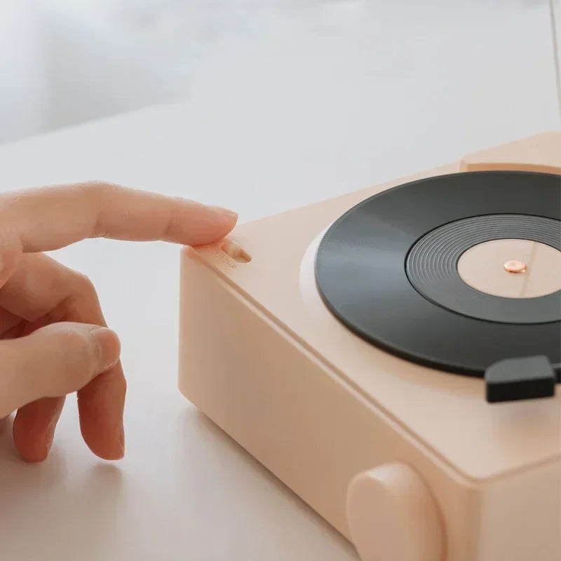 New Retro Vinyl Wireless Bluetooth Speaker Alarm Clock Small Record Player Portable High-quality Audio Home Smart Stereo