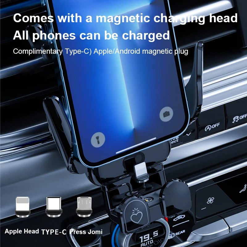 New Creative Car Mobile Phone Holder Support 15W Wireless Fast Charging Holder In Car Cell Phone Holder Auto Acessories