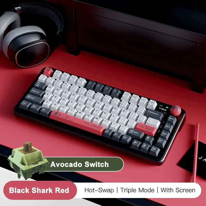 AJAZZ AK820 MAX Tri-mode RGB Gaming Mechanical Keyboard Bluetooth Wireless 2.4G Type C 82 Keys PBT Keycaps Hot Swap for Gamer PC