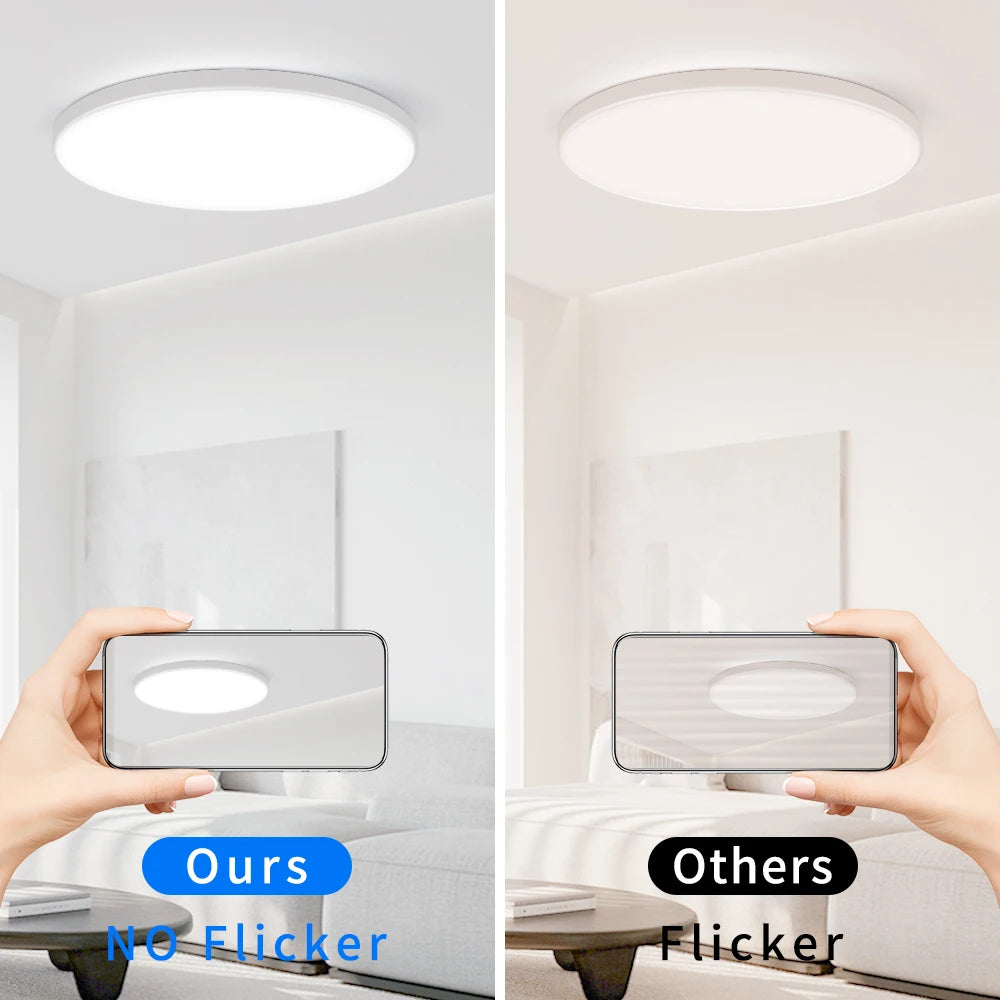 Black Led Ceiling Lamp 220V Dustproof Ceiling Panel Lamp Indoor Bathroom Lamp for Living Room Decor Ultra-thin LED Ceiling Light