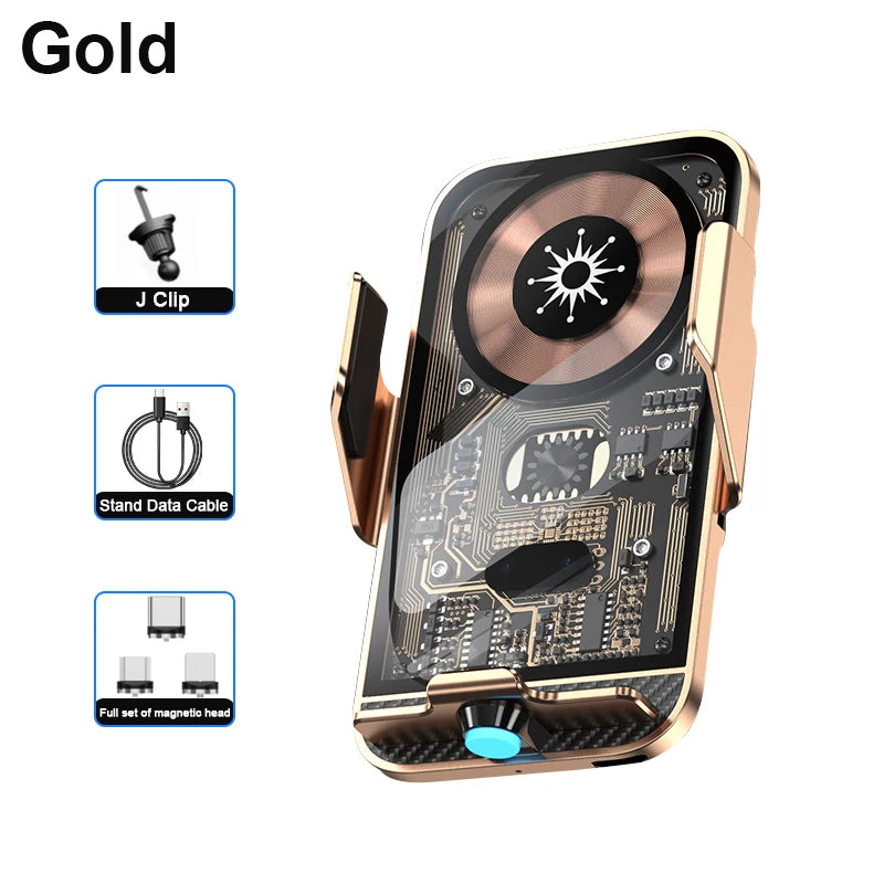 New Creative Car Mobile Phone Holder Support 15W Wireless Fast Charging Holder In Car Cell Phone Holder Auto Acessories