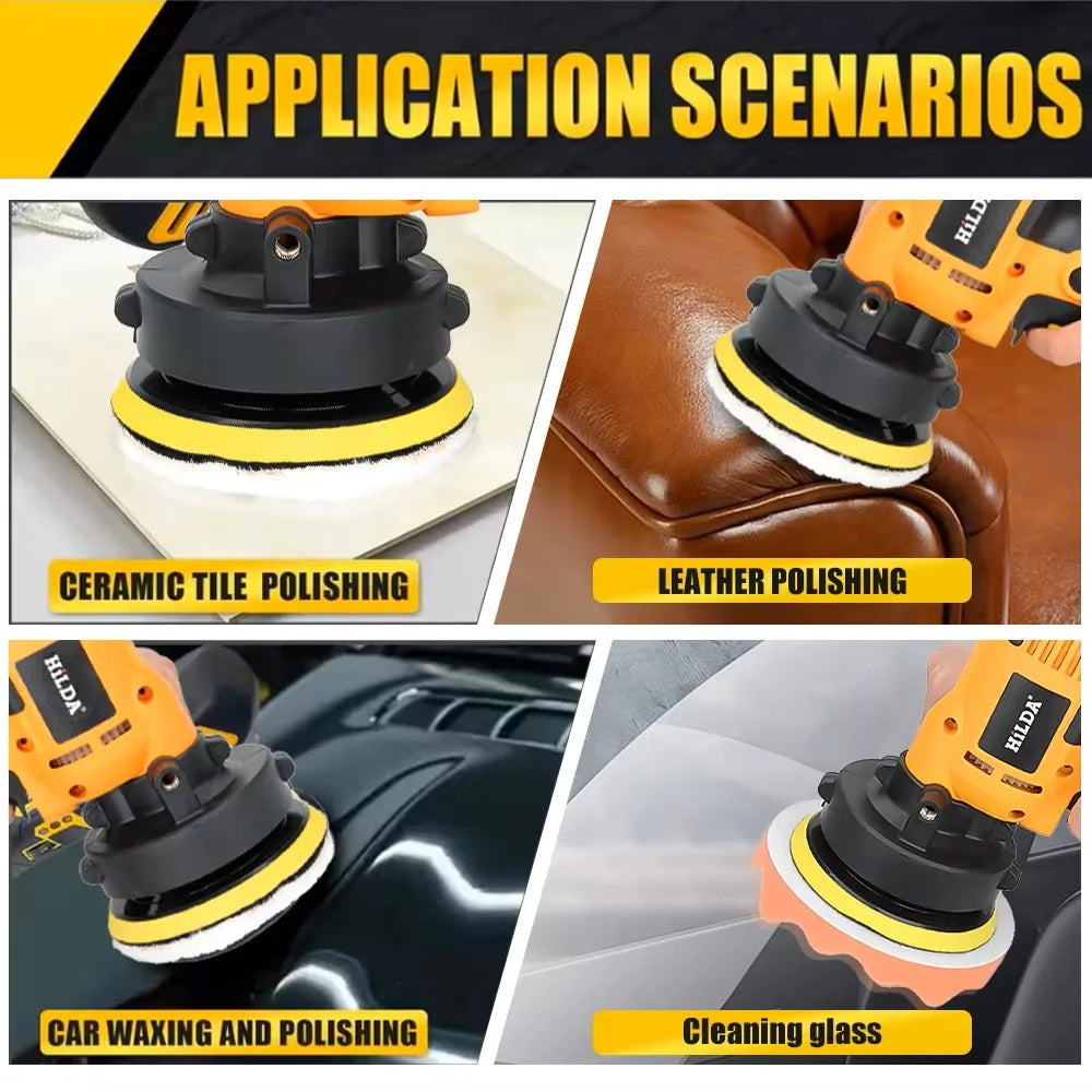 HILDA Electric Car Polisher Car Beauty Waxing Machine Adjustable Speed Sanding Waxing Tools Automotive Polishing Scratch Repair