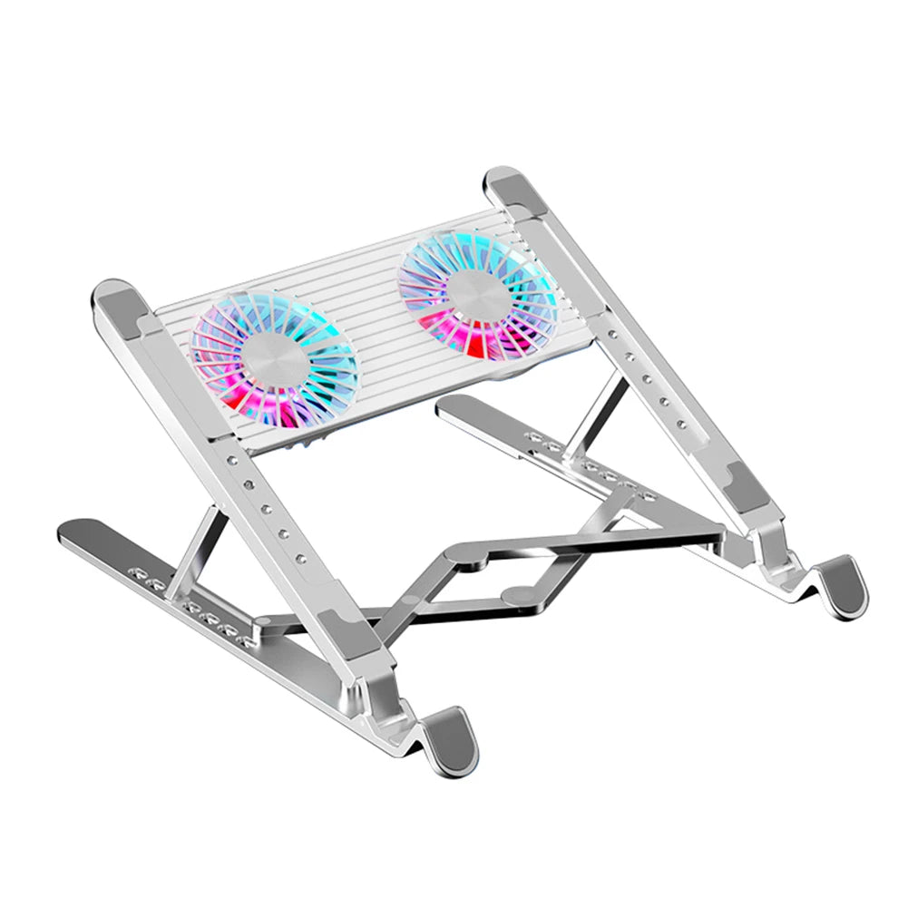 Notebook Stand with 2/4 Fans Foldable Laptop Cooling Fan RGB Silent Gaming Laptop Cooler Fan 7 Height for 11-17.3 Inch Laptops