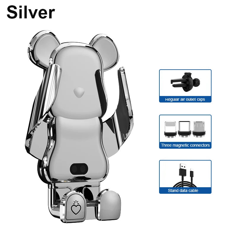 New Creative Car Mobile Phone Holder Support 15W Wireless Fast Charging Holder In Car Cell Phone Holder Auto Acessories