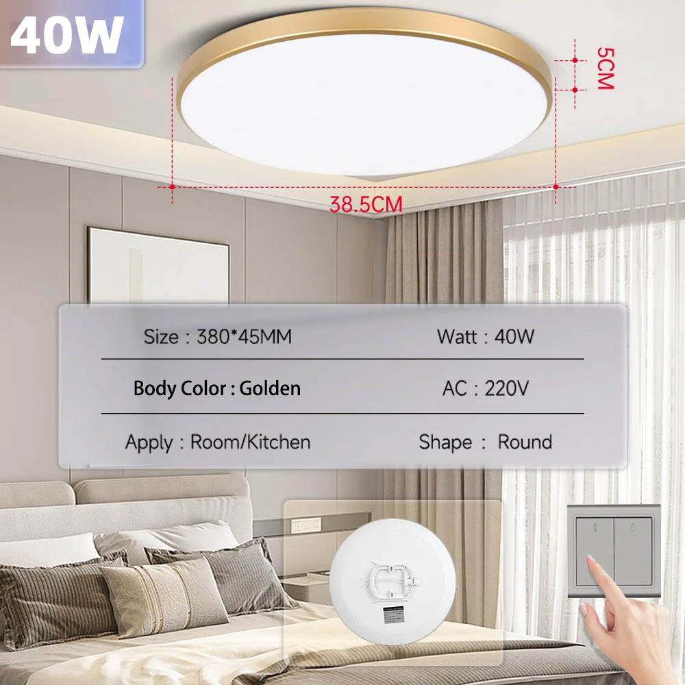 Black Led Ceiling Lamp 220V Dustproof Ceiling Panel Lamp Indoor Bathroom Lamp for Living Room Decor Ultra-thin LED Ceiling Light