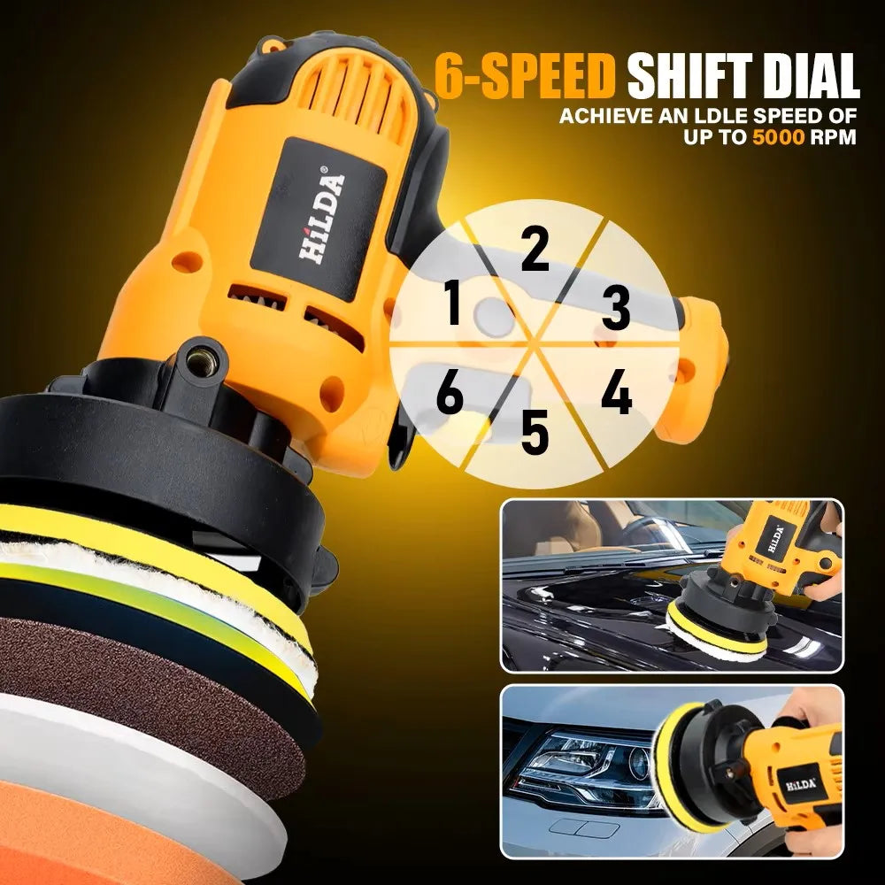HILDA Electric Car Polisher Car Beauty Waxing Machine Adjustable Speed Sanding Waxing Tools Automotive Polishing Scratch Repair