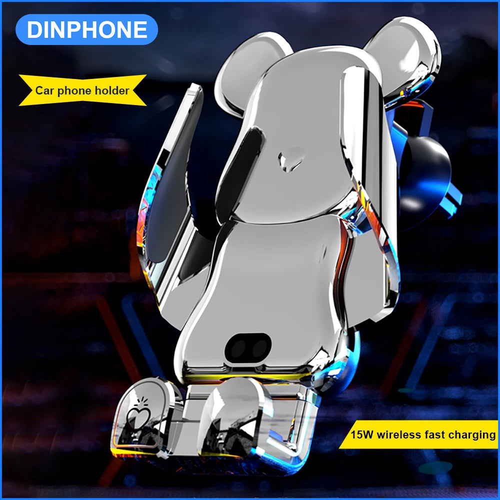 New Creative Car Mobile Phone Holder Support 15W Wireless Fast Charging Holder In Car Cell Phone Holder Auto Acessories