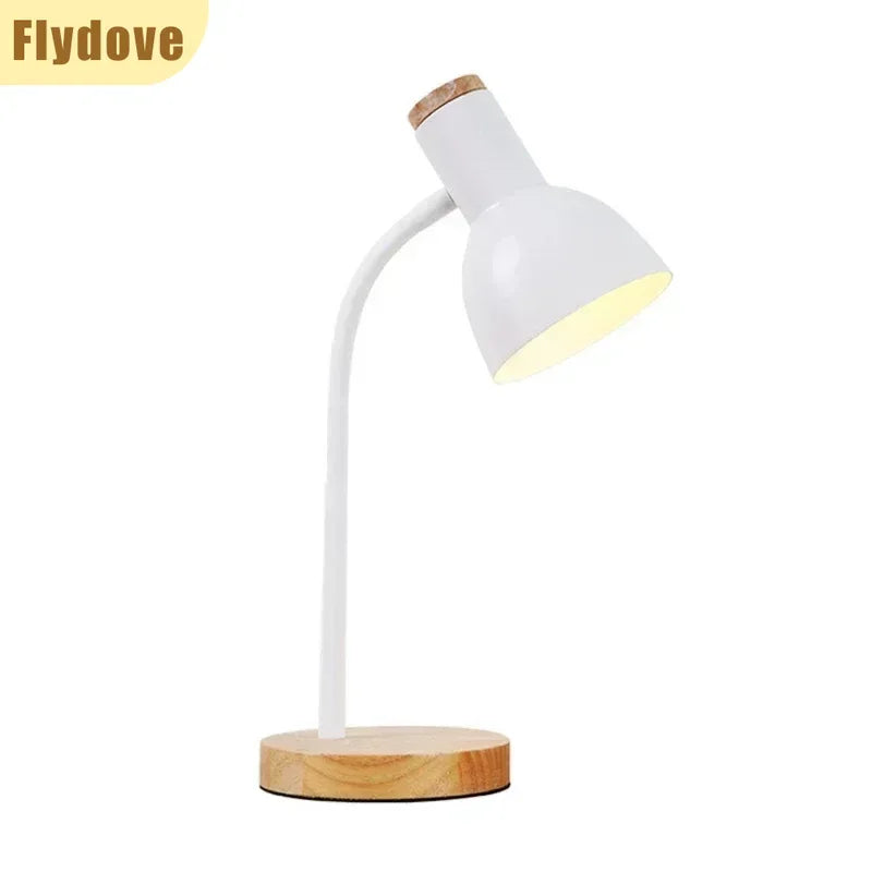 Nordic Modern Wood Iron LED Eye Protection Desk Lamp Creative Living Room Bedside Bedroom Decoration Ornament Small Night Light