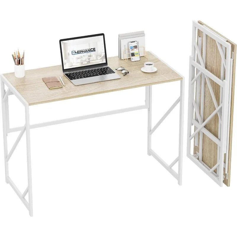 Folding Desk Writing Computer Desk for Home Office, No-Assembly Study Office Desk Foldable Table