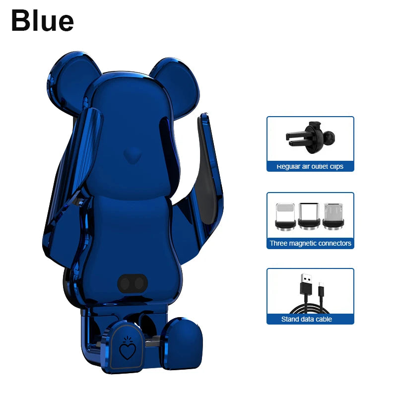 New Creative Car Mobile Phone Holder Support 15W Wireless Fast Charging Holder In Car Cell Phone Holder Auto Acessories