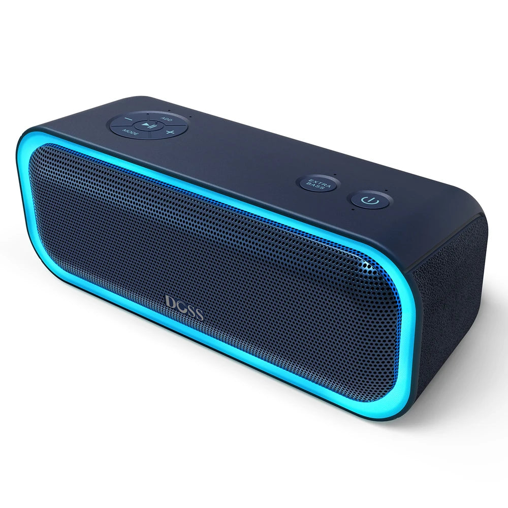 DOSS Wireless Speaker Bluetooth 5.0 Powerful 20W Stereo Enhanced Bass Sound Box Waterproof Multiple Color Light Portable Speaker