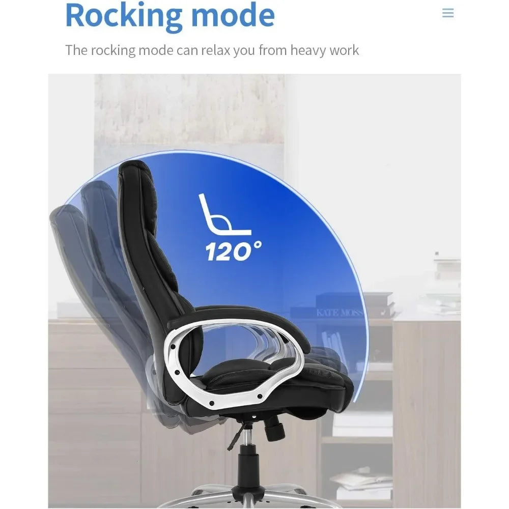 Office Chair ,High back ergonomic office chair, PU leather swivel work chair with armrests and lumbar support, Office Chair .