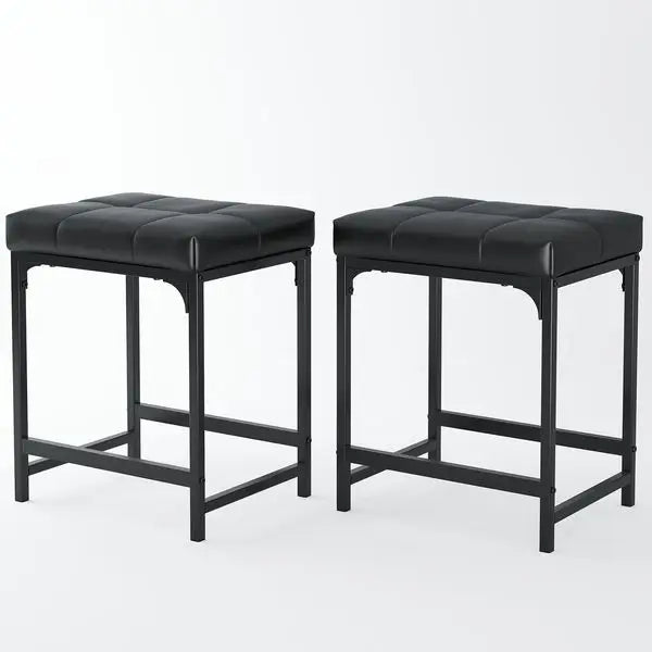 2 Pack Vanity Stool Chair, Makeup Stool, Faux Leather Vanity Stool, Modern Foot Stool for Vanity Makeup, Living Room, Bedroom an