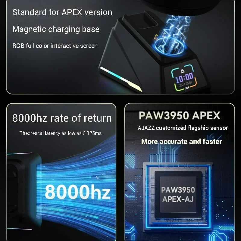 AJ179 Apex Wireless Mouse AJAZZ 58g Lightweight Long battery life New Release Multi-mode Bluetooth 2.4g PC MAC Gaming Office