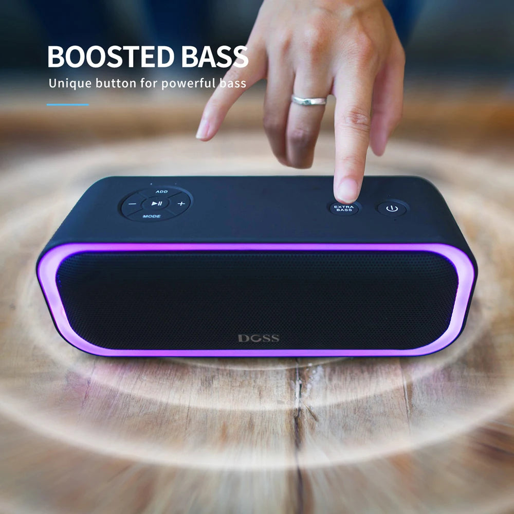 DOSS Wireless Speaker Bluetooth 5.0 Powerful 20W Stereo Enhanced Bass Sound Box Waterproof Multiple Color Light Portable Speaker