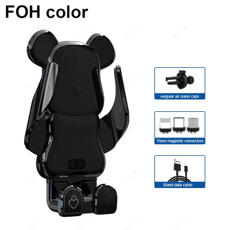New Creative Car Mobile Phone Holder Support 15W Wireless Fast Charging Holder In Car Cell Phone Holder Auto Acessories
