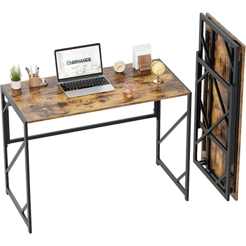 Folding Desk Writing Computer Desk for Home Office, No-Assembly Study Office Desk Foldable Table