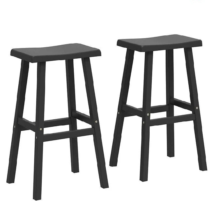 Saddle Seat,Solid Resin Bar Stools,Counter Stool Sturdy Modern Stylish and Durable for Kitchen, Bar and Home(Set of 2,Black)