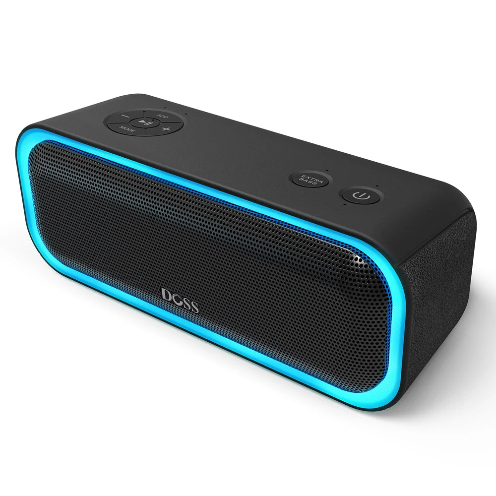 DOSS Wireless Speaker Bluetooth 5.0 Powerful 20W Stereo Enhanced Bass Sound Box Waterproof Multiple Color Light Portable Speaker