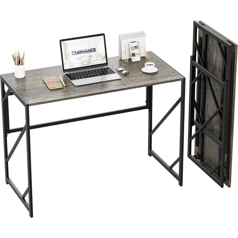 Folding Desk Writing Computer Desk for Home Office, No-Assembly Study Office Desk Foldable Table