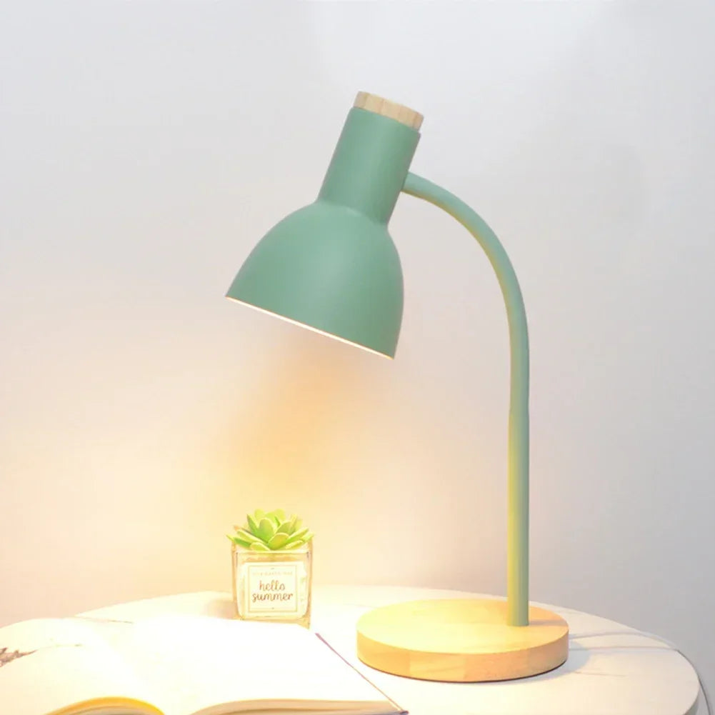Nordic Modern Wood Iron LED Eye Protection Desk Lamp Creative Living Room Bedside Bedroom Decoration Ornament Small Night Light