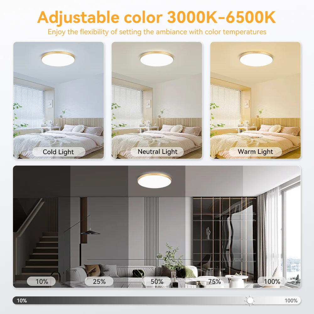 Black Led Ceiling Lamp 220V Dustproof Ceiling Panel Lamp Indoor Bathroom Lamp for Living Room Decor Ultra-thin LED Ceiling Light