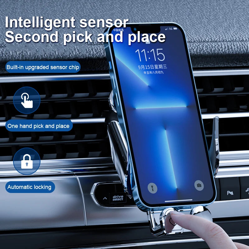 New Creative Car Mobile Phone Holder Support 15W Wireless Fast Charging Holder In Car Cell Phone Holder Auto Acessories