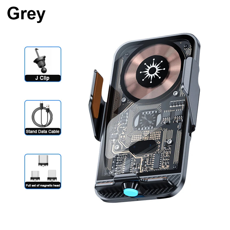 New Creative Car Mobile Phone Holder Support 15W Wireless Fast Charging Holder In Car Cell Phone Holder Auto Acessories