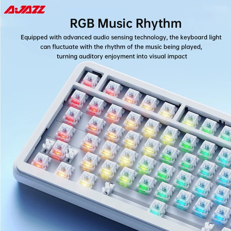 AJAZZ AK820 MAX Tri-mode RGB Gaming Mechanical Keyboard Bluetooth Wireless 2.4G Type C 82 Keys PBT Keycaps Hot Swap for Gamer PC