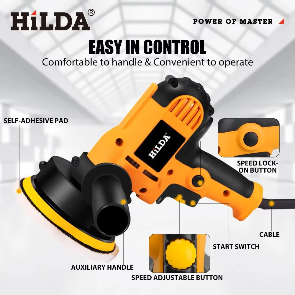 HILDA Electric Car Polisher Car Beauty Waxing Machine Adjustable Speed Sanding Waxing Tools Automotive Polishing Scratch Repair