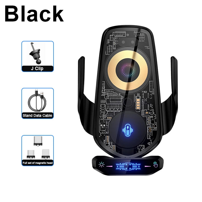 New Creative Car Mobile Phone Holder Support 15W Wireless Fast Charging Holder In Car Cell Phone Holder Auto Acessories