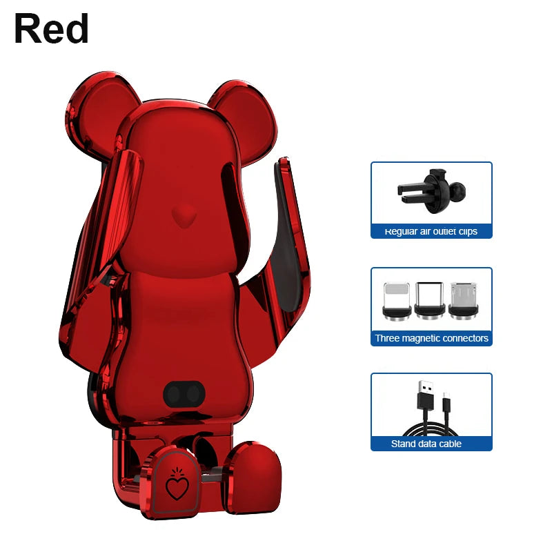 New Creative Car Mobile Phone Holder Support 15W Wireless Fast Charging Holder In Car Cell Phone Holder Auto Acessories