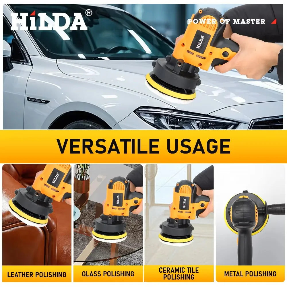 HILDA Electric Car Polisher Car Beauty Waxing Machine Adjustable Speed Sanding Waxing Tools Automotive Polishing Scratch Repair