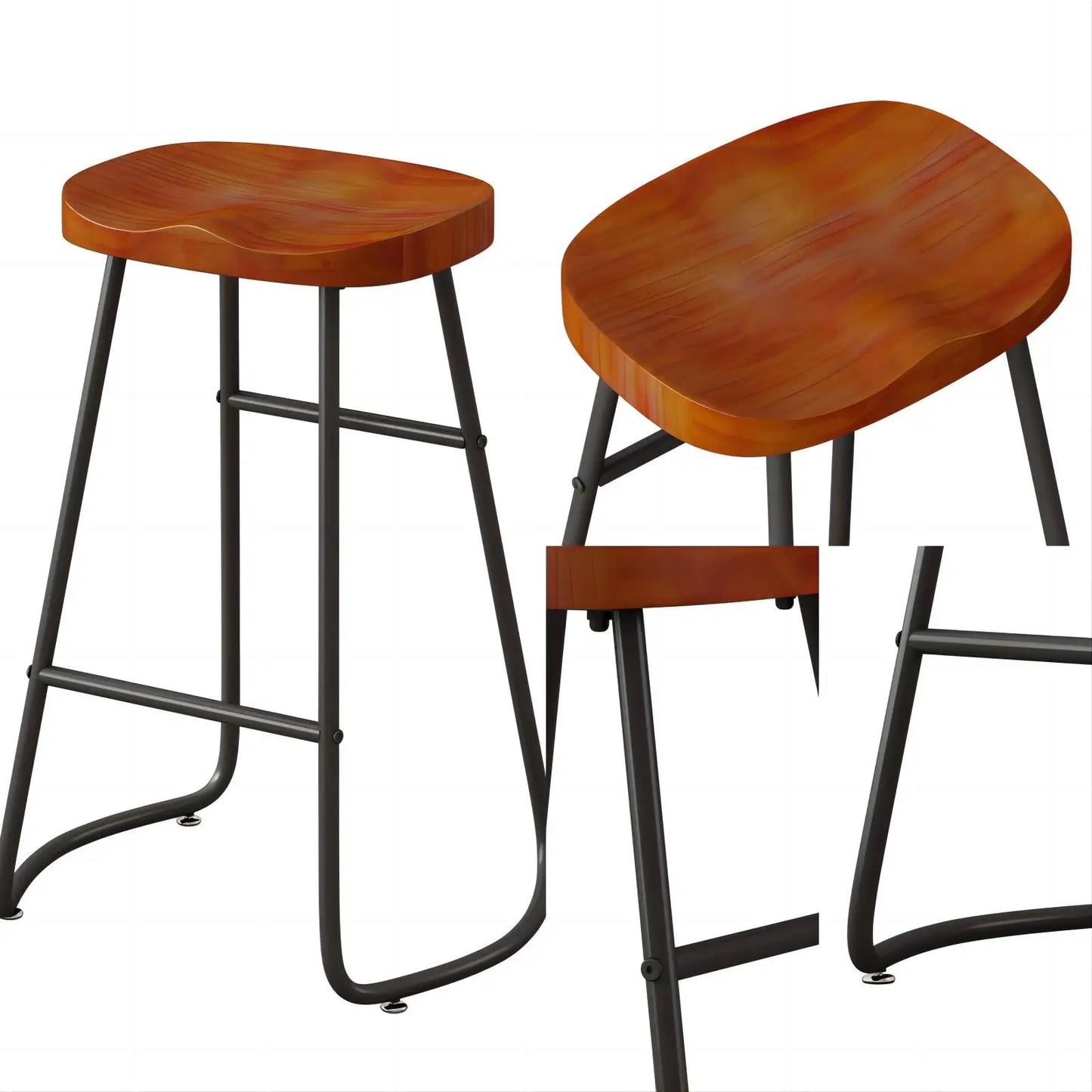 2PCS Bar Stools Kitchen Chairs With Anti Slip Foot Pads Metal Frame Stylish Bar Chairs For Dining Room Coffee Shop Living Room