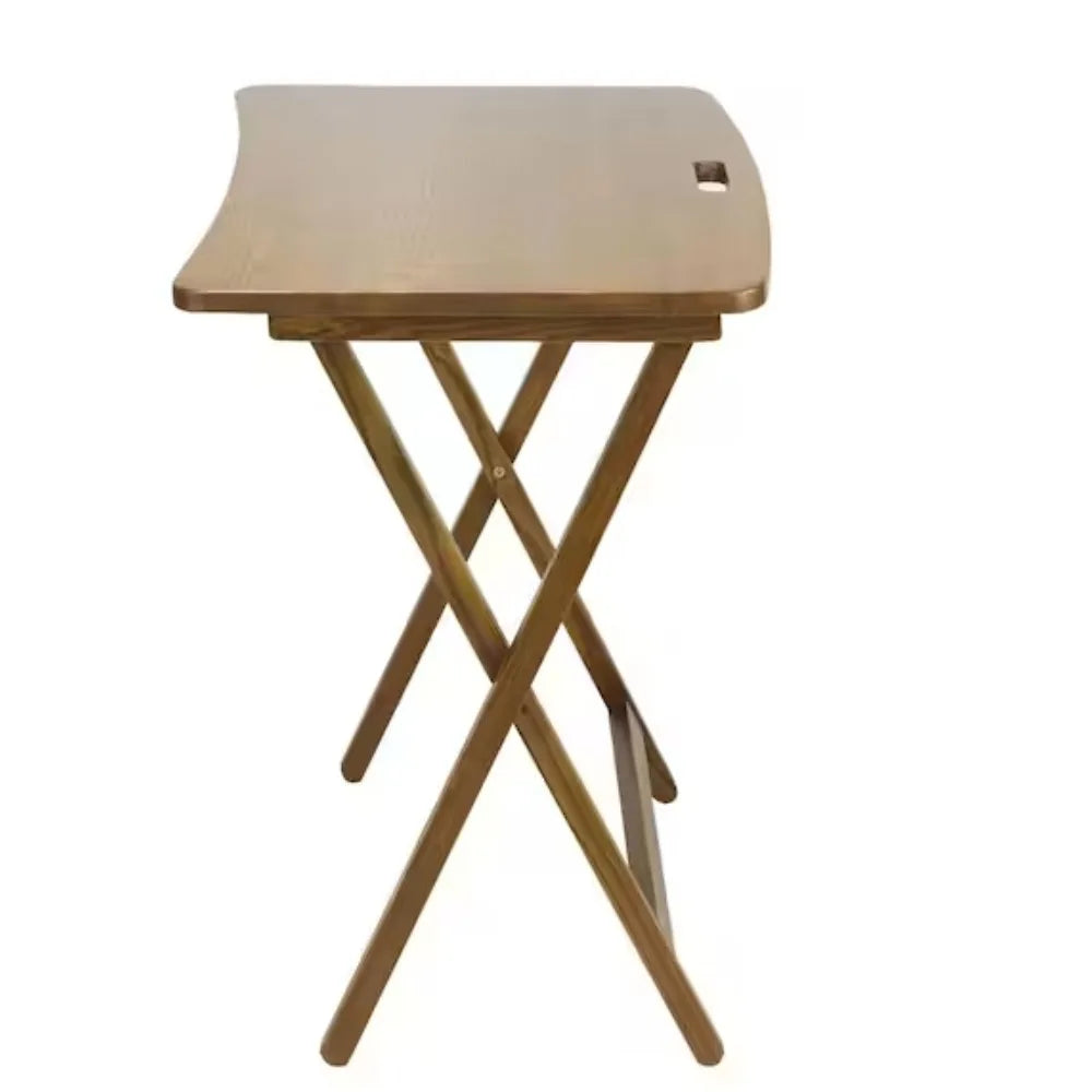 28 in W Warm Brown New Color Solid Red Oak Wood Folding Table