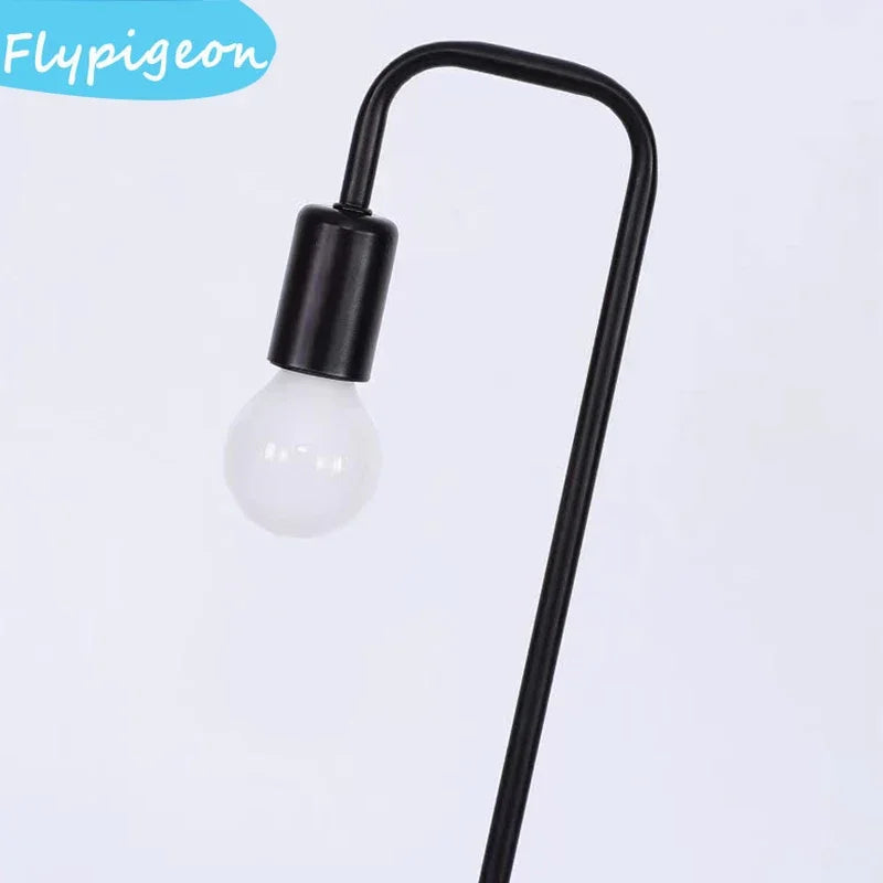 Nordic E27 LED Wooden Desk Lamps Vintage Black White Iron Table Lights Rod Countryside Style Bedside Reading Table Lighting