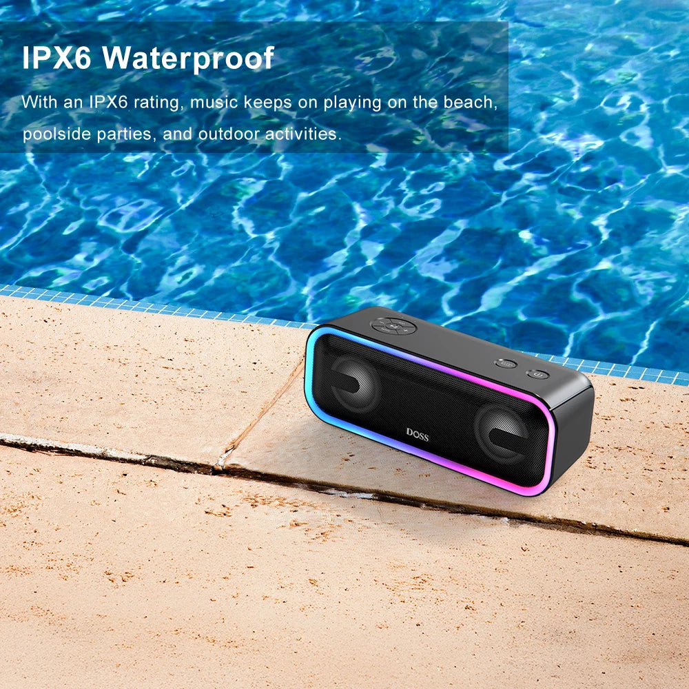 DOSS Bluetooth Speaker 24W Powerful Sound Bass Subwoofer Sound Box TWS Pairing IPX6 Waterproof Outdoor Portable Wireless Speaker