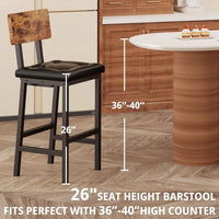 Bar Stools Set of 2,PU Upholstered Barstools with Back and Footrest, Thick Cushion Stools for Kitchen Island