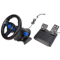 Racing Wheel PC Gaming Racing Wheel 2 Axes 180 Degree Rotation Supports Vibration Multifunctional for PS2
