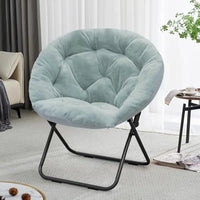 Living Room Chair, Faux Fur Soft Lounge Cute Folding Bedroom Seat for Adults Thick Padded Metal Frame, Living Room Chair