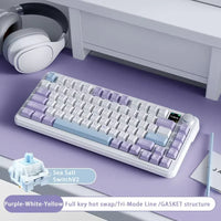 AJAZZ AK820 MAX Tri-mode RGB Gaming Mechanical Keyboard Bluetooth Wireless 2.4G Type C 82 Keys PBT Keycaps Hot Swap for Gamer PC
