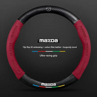 For Mazda 3 5 6 SKYACTIV Axela Atenza CX30 CX5 CX8 CX9 MX5 RX8 RX7 BT50 Carbon fiber Suede Car Steering Wheel Cover Accessories