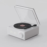 New Retro Vinyl Wireless Bluetooth Speaker Alarm Clock Small Record Player Portable High-quality Audio Home Smart Stereo