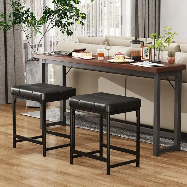 2 Pack Vanity Stool Chair, Makeup Stool, Faux Leather Vanity Stool, Modern Foot Stool for Vanity Makeup, Living Room, Bedroom an