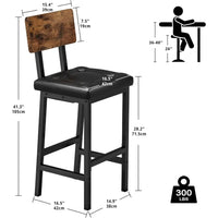 Bar Stools Set of 2,PU Upholstered Barstools with Back and Footrest, Thick Cushion Stools for Kitchen Island