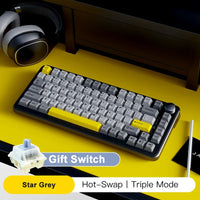 AJAZZ AK820 MAX Tri-mode RGB Gaming Mechanical Keyboard Bluetooth Wireless 2.4G Type C 82 Keys PBT Keycaps Hot Swap for Gamer PC