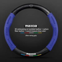 For Mazda 3 5 6 SKYACTIV Axela Atenza CX30 CX5 CX8 CX9 MX5 RX8 RX7 BT50 Carbon fiber Suede Car Steering Wheel Cover Accessories