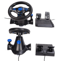 Racing Wheel PC Gaming Racing Wheel 2 Axes 180 Degree Rotation Supports Vibration Multifunctional for PS2