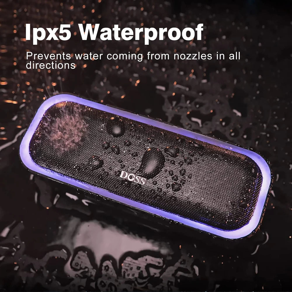 DOSS Wireless Speaker Bluetooth 5.0 Powerful 20W Stereo Enhanced Bass Sound Box Waterproof Multiple Color Light Portable Speaker