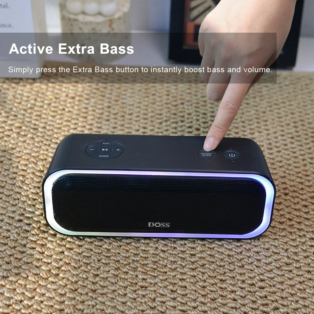 DOSS 20W Bluetooth Speaker Wireless 5.0 Powerful Stereo Sound Extra Bass Sound Box TWS Pairing IPX6 Waterproof Portable Speakers